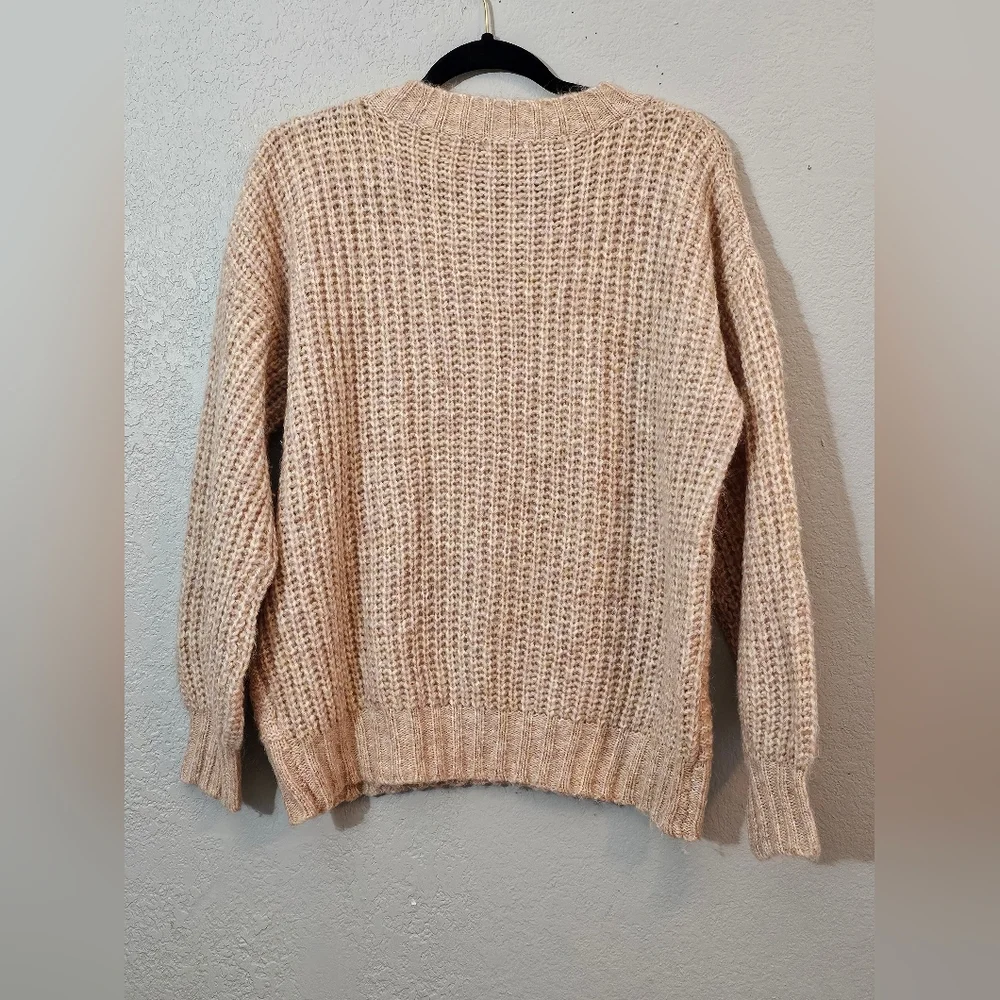 Entro Cable Knit Soft & Stretchy Crewneck Sweater Pinkish/Tan Womens Large - Picture 6 of 7